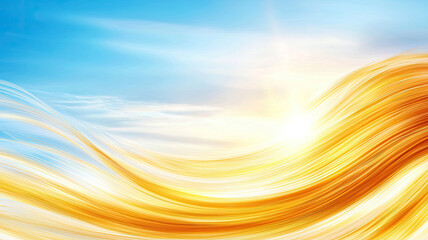 Wall Mural - golden hair strands flow in soft light against bright sky