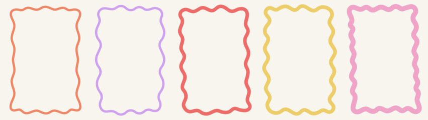zig zag wavy edge rectangle frame or border shapes set. vector jagged geometric rectangular. abstrac