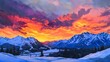© Klong - 17. A vibrant sunset casting warm colors over a snowy mountain range