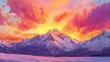 © Klong - 17. A vibrant sunset casting warm colors over a snowy mountain range