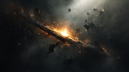 A captivating 4K image of a spiraling galaxy in space, with its dynamic structure glowing amidst a field of stars and celestial phenomena.