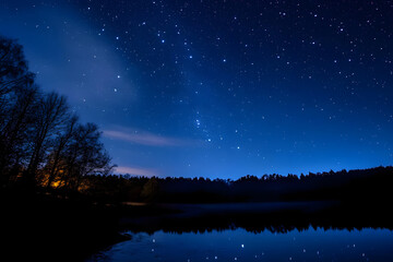 Wall Mural - blue dark night sky with many stars