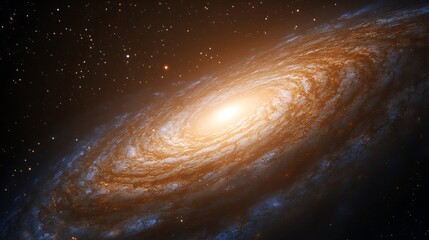 Wall Mural - a high-definition 4k portrayal of a spiraling galaxy, featuring radiant nebulae and dense star forma