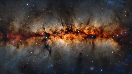 A magnificent image of the Milky Way galaxy, showcasing the vibrant starfields and swirling clouds of interstellar dust. 