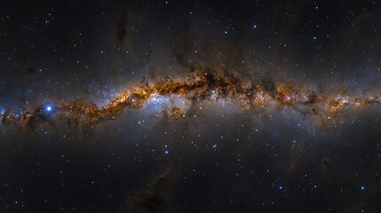 A magnificent image of the Milky Way galaxy, showcasing the vibrant starfields and swirling clouds of interstellar dust. 