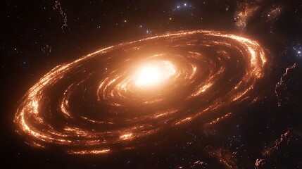 Wall Mural - a photorealistic 4k visualization of a spiraling galaxy, glowing brightly in the dark expanse of spa