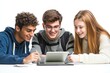 © Ева Поликарпова - A group of young people gathered around a tablet computer, exploring its content