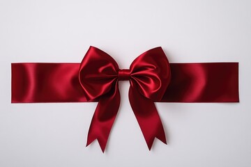 Wall Mural - A red ribbon with a bow on a white background, perfect for gift wrapping or decorating