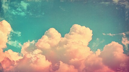 Wall Mural - a small plane soaring through fluffy white clouds against a bright blue sky