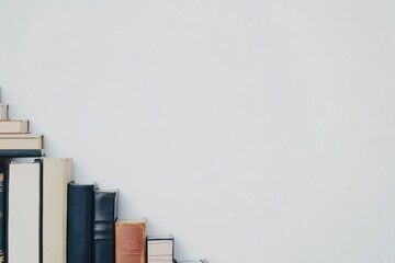 Poster - A collection of books from different genres is arranged on a white background, showcasing various covers and spines for a vibrant display. Generative AI