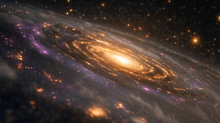 A realistic galaxy illustration with vibrant, swirling colors like emerald green, sapphire blue, and magenta. 