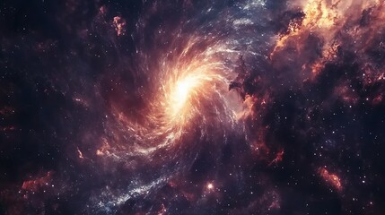 An awe-inspiring 4K depiction of a spiraling galaxy, with radiant stars and nebulae illuminating the cosmic background. 