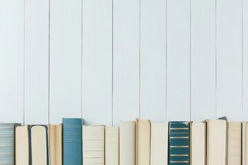 Aufkleber - A selection of books from multiple genres arranged neatly on a white background, inviting readers to explore new stories and ideas. Generative AI