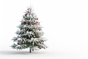 Wall Mural - snow-covered christmas tree with red and gold ornaments