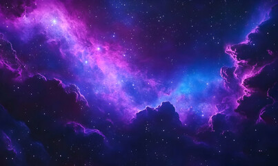 Wall Mural - a vibrant purple and blue galaxy background with stars, creating an enchanting night sky. -
