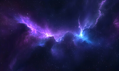 Wall Mural - a vibrant purple and blue galaxy background with stars, creating an enchanting night sky. -