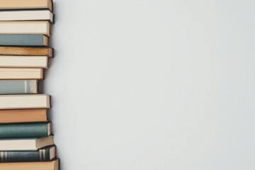 Aufkleber - Various genres of books are neatly lined up against a white background, inviting readers to explore different stories and knowledge. Generative AI