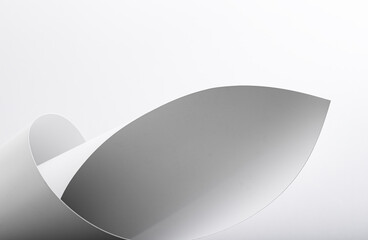 Aufkleber - White paper rolled with smooth, curved surface. Polished, flexible material with clean lines and minimalistic design. Elegant, blank texture for artistic, creative wrapping or