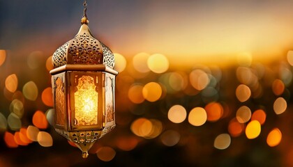 Poster - Eid lamps or lanterns for Ramadan and other Islamic Muslim festivals, with space for text