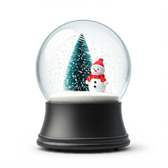 Wall Mural - A snow globe with a snowman and a Christmas tree, perfect for the winter season