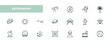 © Design_Farm - fully editable outline icon collection from astronomy concept. thin line icons set such as telescope pointing up, supernova, sputnik, moonwalker, big moon,