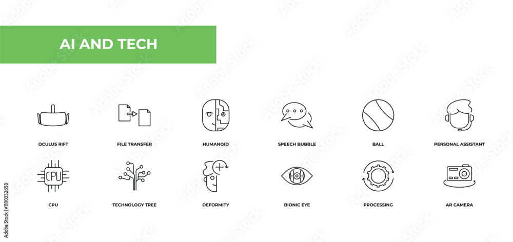 fully editable outline icon collection from ai and tech concept. thin ...