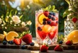 © Yaroslava - colorful refreshing iced beverage loaded fresh fruit garnish ice perfect summer drink, smoothie, cocktail, cold, vibrant, juicy, slice, flavor, lemon, lime