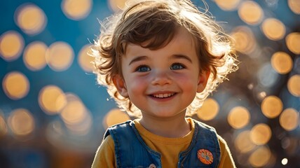 Wall Mural - A cheerful child’s portrait, showcasing a sweet and infectious smile.