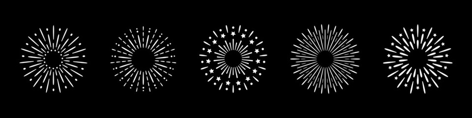 Wall Mural - vector illustration of bright fireworks and firecracker icons set for celebrations and festivals. co