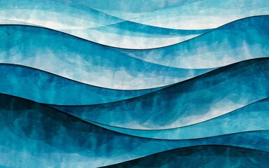 Wall Mural - a serene abstract pattern of wavy ocean waves in varying shades of blue.