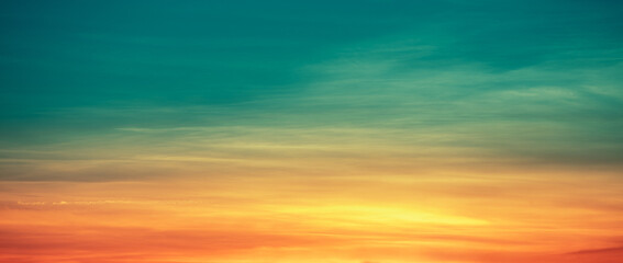 Wall Mural - colorful cloudy sky at sunset. gradient color. sky texture, abstract nature background. horizontal b