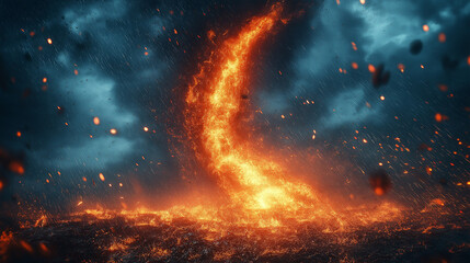 Wall Mural - tornado tsunami disaster natural phenomenon cataclysms storm destroys everything around