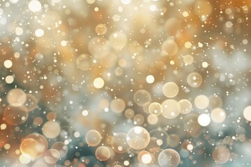 Wall Mural - Blurred beige bokeh background with lights for holiday celebration.