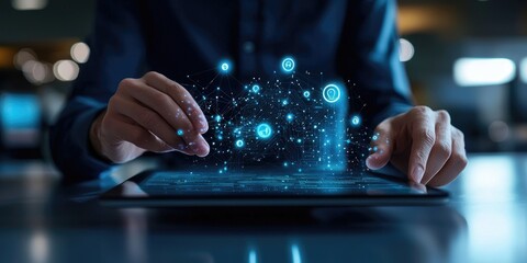 Leinwandbilder - Digital transformation change management, internet of things (IoT), new technology bigdata and business process strategy, automate operation, customer service management,