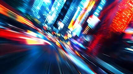 Wall Mural - city lights motion blur