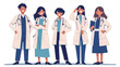 © Atmospheric stock - Diverse group of young adult male and female doctors in uniforms