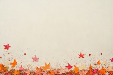 A textured illustration painting of an autumn background adorned with colorful leaves.