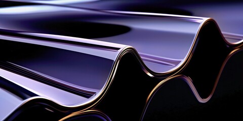 Wall Mural - abstract 3d render of fluid purple metallic waves with reflective surfaces, creating a sophisticated