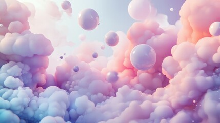 Wall Mural - Kids wallpaper with soft pastel tones and glowing accents on a smooth background
