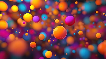 Wall Mural - Colorful abstract spheres in vibrant hues set against a blurred background, creating a dynamic and playful atmosphere.