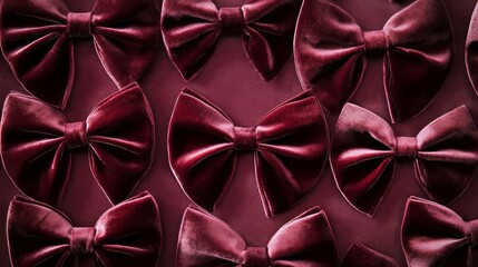 Wall Mural - burgundy velvet bows pattern