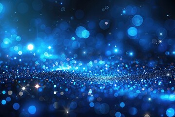 Wall Mural - Sparkling blue bokeh lights create a magical  festive background.