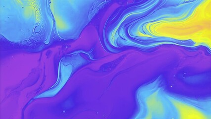 Aufkleber - Animation featuring undulating, flowing shapes in neon violet, blue and yellow. The interweaving colors and gradients add depth and dynamism