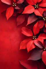Wall Mural - Abstract background with red Poinsettia leaves. Vertical composition.