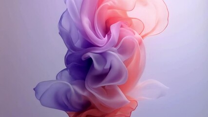 Poster - Translucent, silky waves in gradients of purple, pink and coral come to life in fluid motion. The animation conveys a sense of lightness and delicacy, while the soft light emphasizes volume and adds e