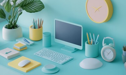 Wall Mural - daily routine mock-up