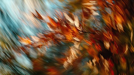 Wall Mural - Abstract Blurred Image of Autumn Leaves in Motion