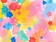 © Chalermrach - Abstract watercolor painted stars background in a vibrant and colorful palette, with an empty space in the center for text or design, artistic, colorful