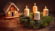 © azega - Adventskranz mit einem Lebkuchenhaus / Advent wreath with a gingerbread house