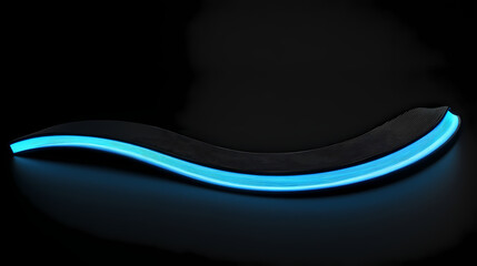 Wall Mural - smooth wave-like lines with glowing blue edges, flowing across a black background in a modern, futur